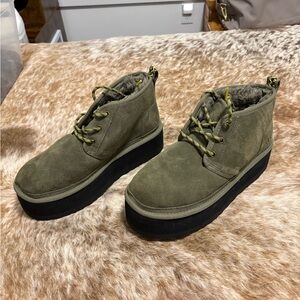 UGG Olive Lace Up Platform Boots